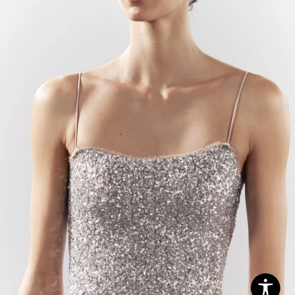 ZARA WOMAN COLLECTION Midi Dress Round Neckline Thin Straps $109 NWT - Picture 8 of 13